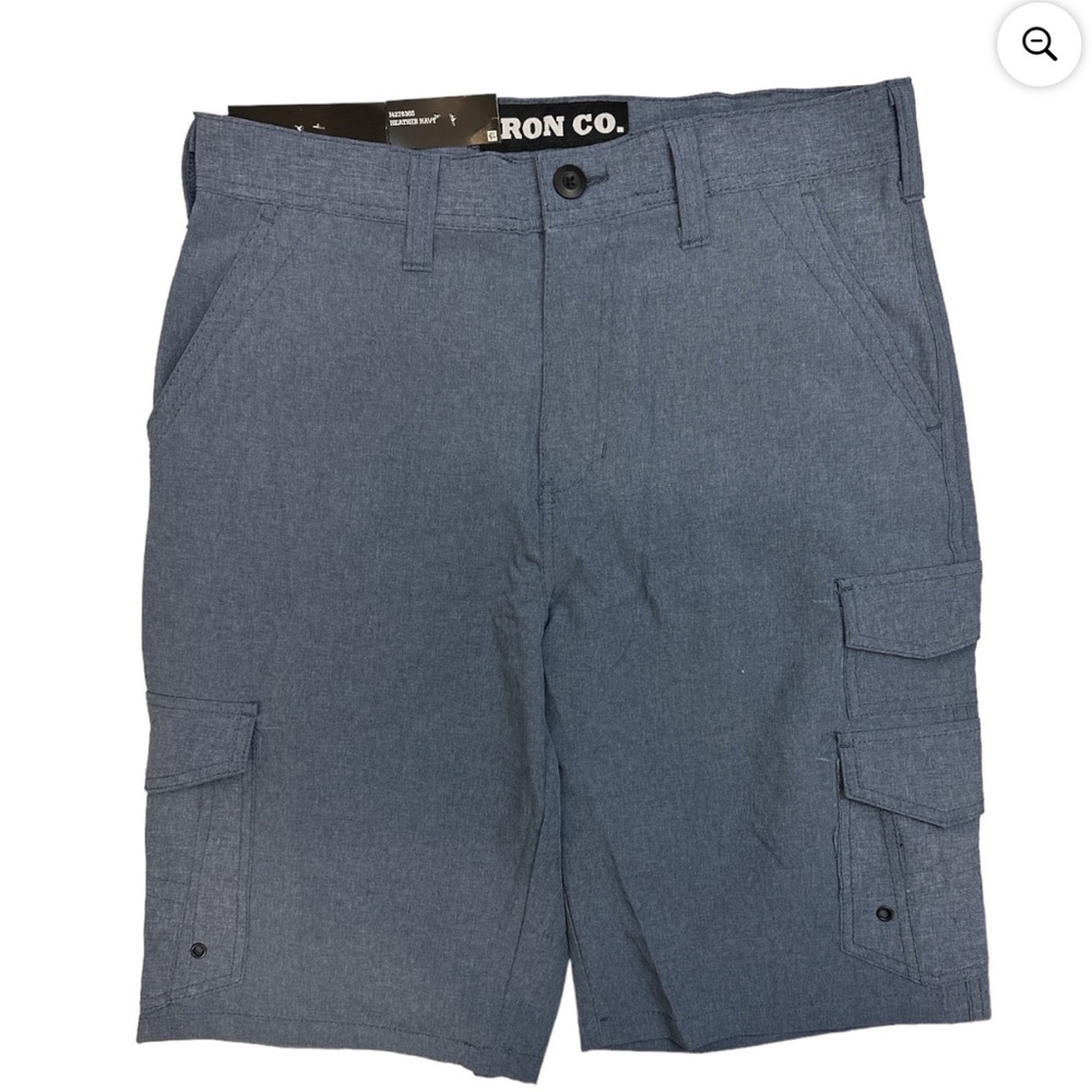 NWT M Heather Navy Iron Co 4 Way Stretch Hybrid Cargo Shorts Size 44 |B13